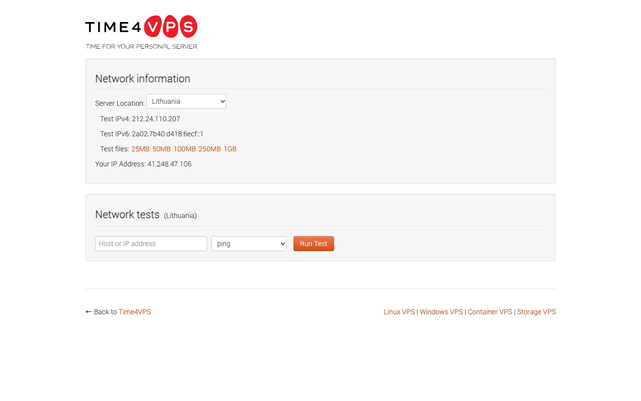 Time4VPS Live Website & Control Panel Screenshot